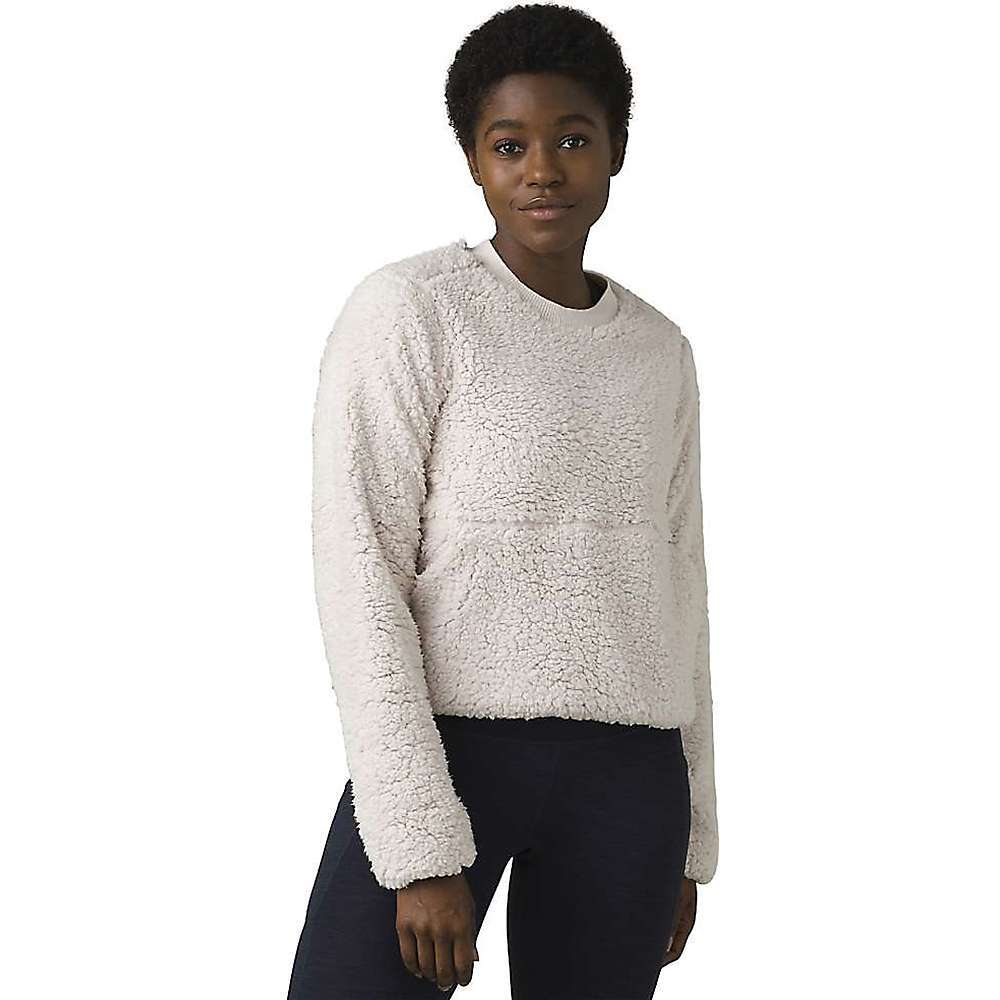 PrAna Polar Escape Sweatshirt Cropped Teddy Bear Cream Reversible Women Small